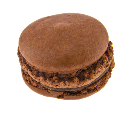 brown macaroons isolated on white backgroundの写真素材