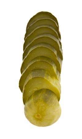 salted cucumber isolated on white backgroundの写真素材