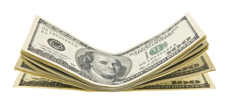 us dollars isolated on white backgroundの写真素材