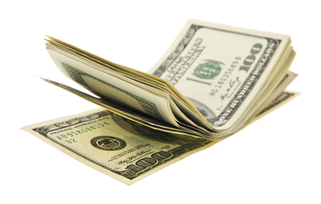 us dollars isolated on white backgroundの写真素材