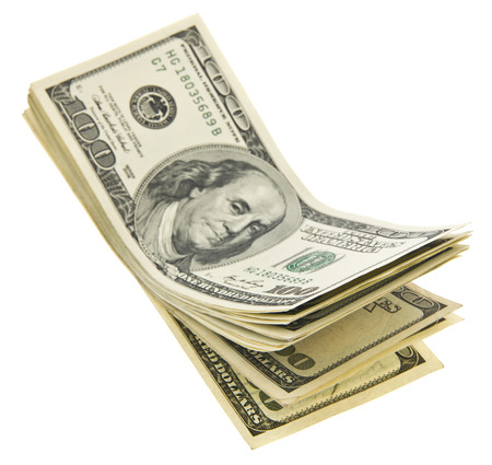 us dollars isolated on white backgroundの写真素材