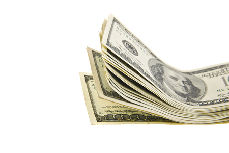 us dollars isolated on white backgroundの写真素材