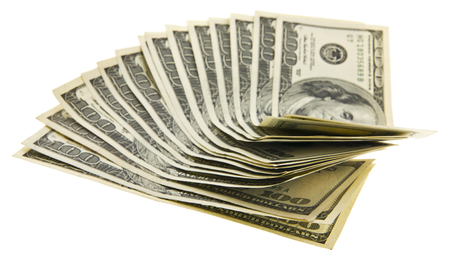us dollars isolated on white backgroundの写真素材