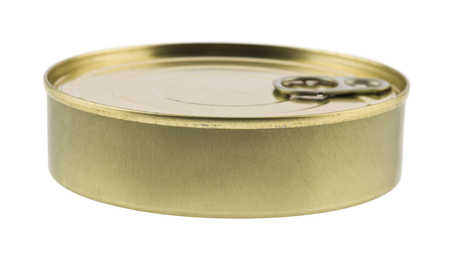 metal tin can isolated on white backgroundの写真素材