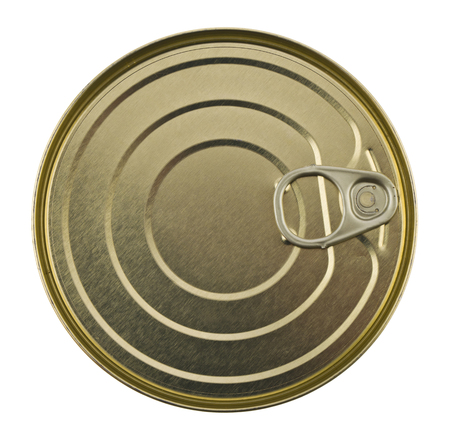 metal tin can isolated on white backgroundの写真素材