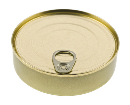 metal tin can isolated on white backgroundの写真素材