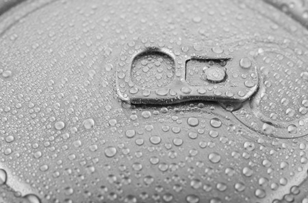 texture of metal can in water drops as backgroundの写真素材