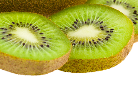 green kiwi isolated on white backgroundの写真素材