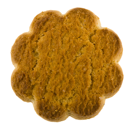 shortbread cookies isolated on white background close up. View from aboveの写真素材