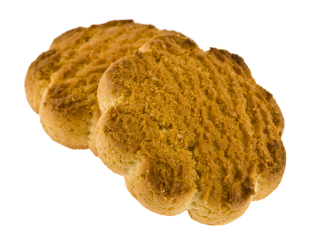 shortbread cookies isolated on white background close upの写真素材