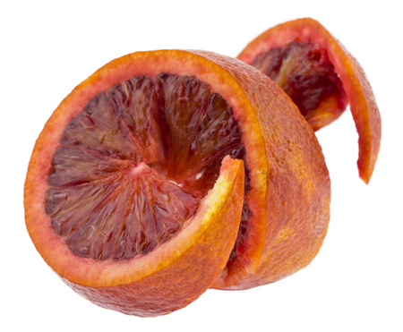 cut orange isolated on white background close upの写真素材