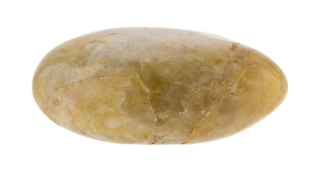 smooth polished stone isolated on white background close upの写真素材
