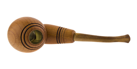 wooden smoking pipe isolated on white background close upの写真素材