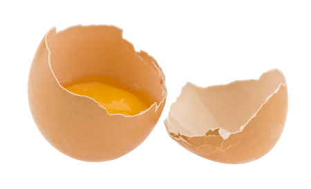 Broken egg isolated on white background
