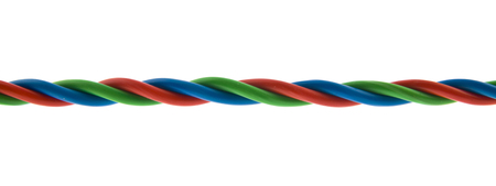 Colored wires isolated on white background close up.の写真素材