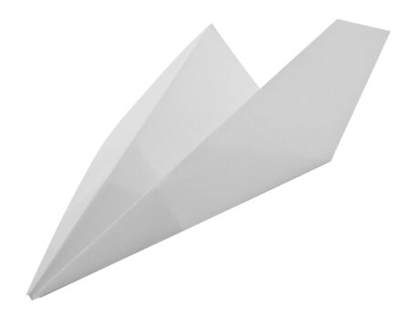 White paper plane isolated on white backgroundの写真素材