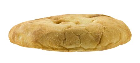 Flat pita bread isolated on white background
