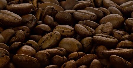 Roasted coffee beans as a texture for the background.の写真素材