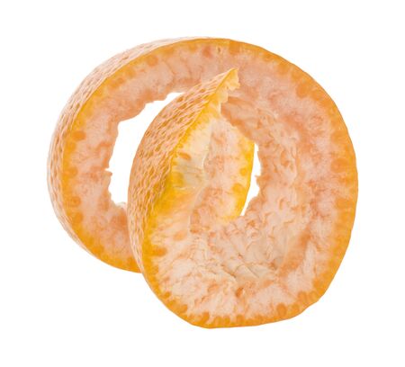 Orange skin isolated on white background.の写真素材