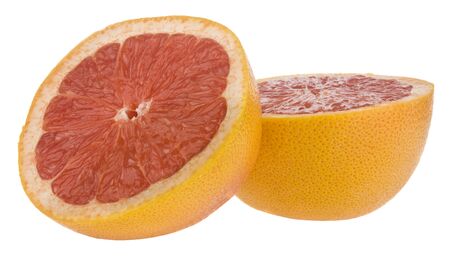 Sliced orange grapefruit Isolated on a white background.の写真素材