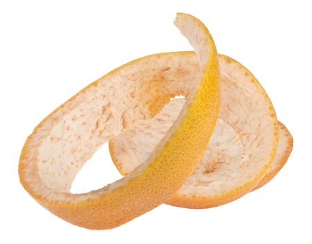 Grapefruit orange skin Isolated on a white background.の写真素材