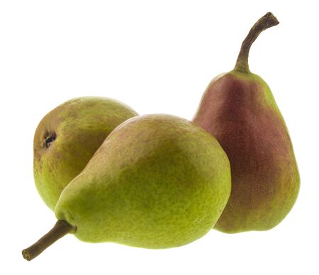 Ripe juicy pears Isolated on a white background. Healthy vegetarian food.の写真素材