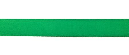 Green ribbon isolated on white background.の写真素材