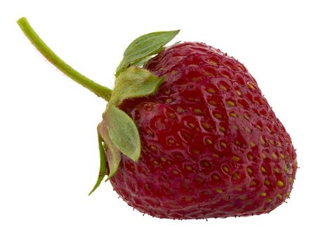 Ripe juicy red strawberry Isolated on a white background. Healthy vegetarian food.の写真素材