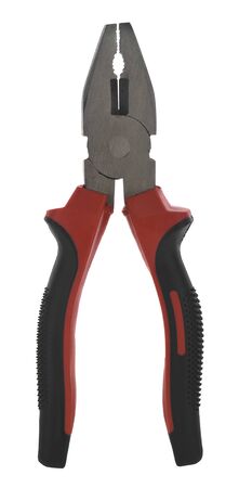 Pliers with red handles isolated on a white background.の写真素材