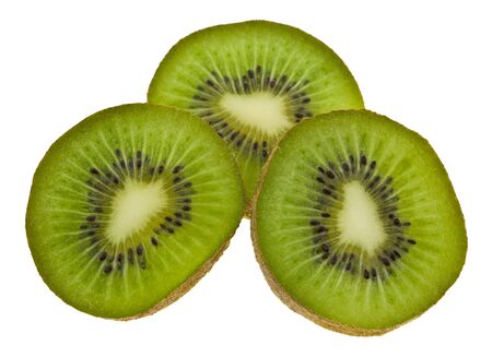 Kiwi slices isolated on a white background.の写真素材