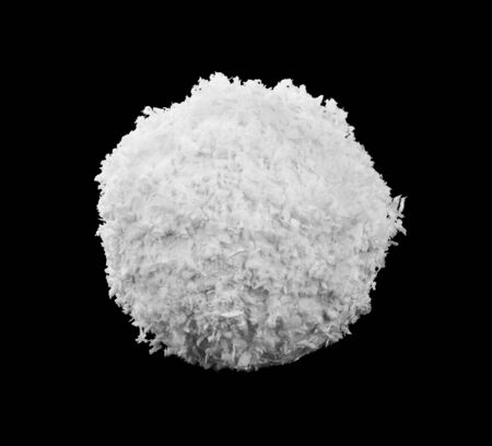 Snowball isolated on a black background close-up.の写真素材