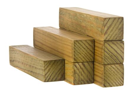 Wooden bars, steps Isolated on a white background.の写真素材