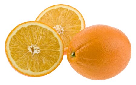 Oranges isolated on a white background close-up.の写真素材