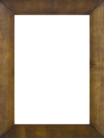 Wooden frame isolated on white background close up.の写真素材