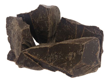 Pieces of chocolate isolated on whiteの写真素材