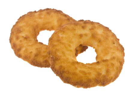 Coconut cookie isolated on a white background close-up.の写真素材