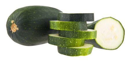 Zucchini isolated on a white background close-up.の写真素材