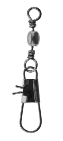 Fishing carabiner isolated on a white background close-up.の写真素材