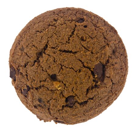 Cookies with pieces of chocolate isolated on white background.の写真素材