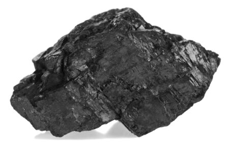 Coal isolated on a white background close-up.の写真素材