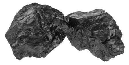 Coal isolated on a white background close-up.の写真素材