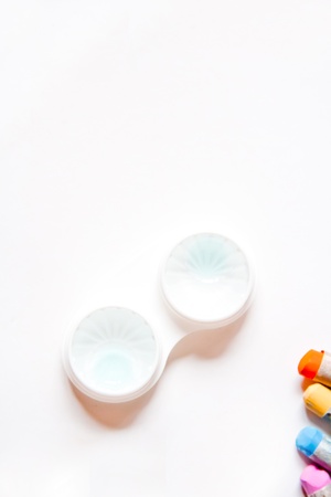 colored blue aqua contact lensesの写真素材