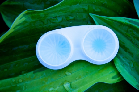 colored blue aqua contact lensesの写真素材