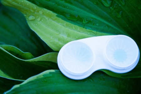 colored blue aqua contact lensesの写真素材