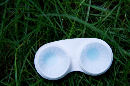colored blue aqua contact lensesの写真素材