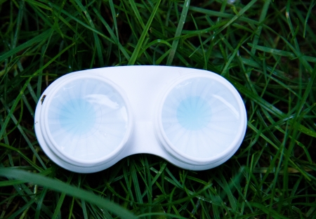 colored blue aqua contact lensesの写真素材