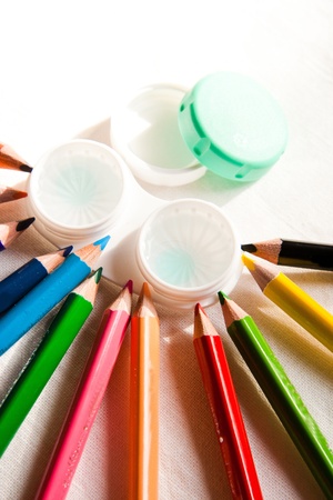 colored aqua contact lensesの写真素材