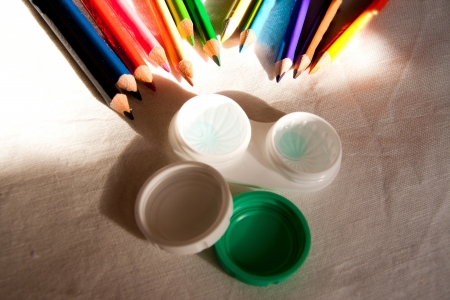 colored aqua contact lensesの写真素材