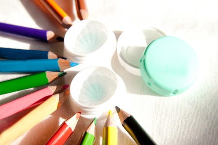 colored aqua contact lensesの写真素材
