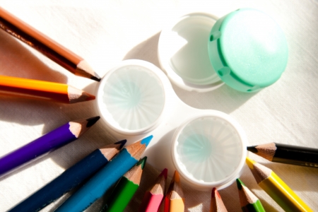 colored aqua contact lensesの写真素材